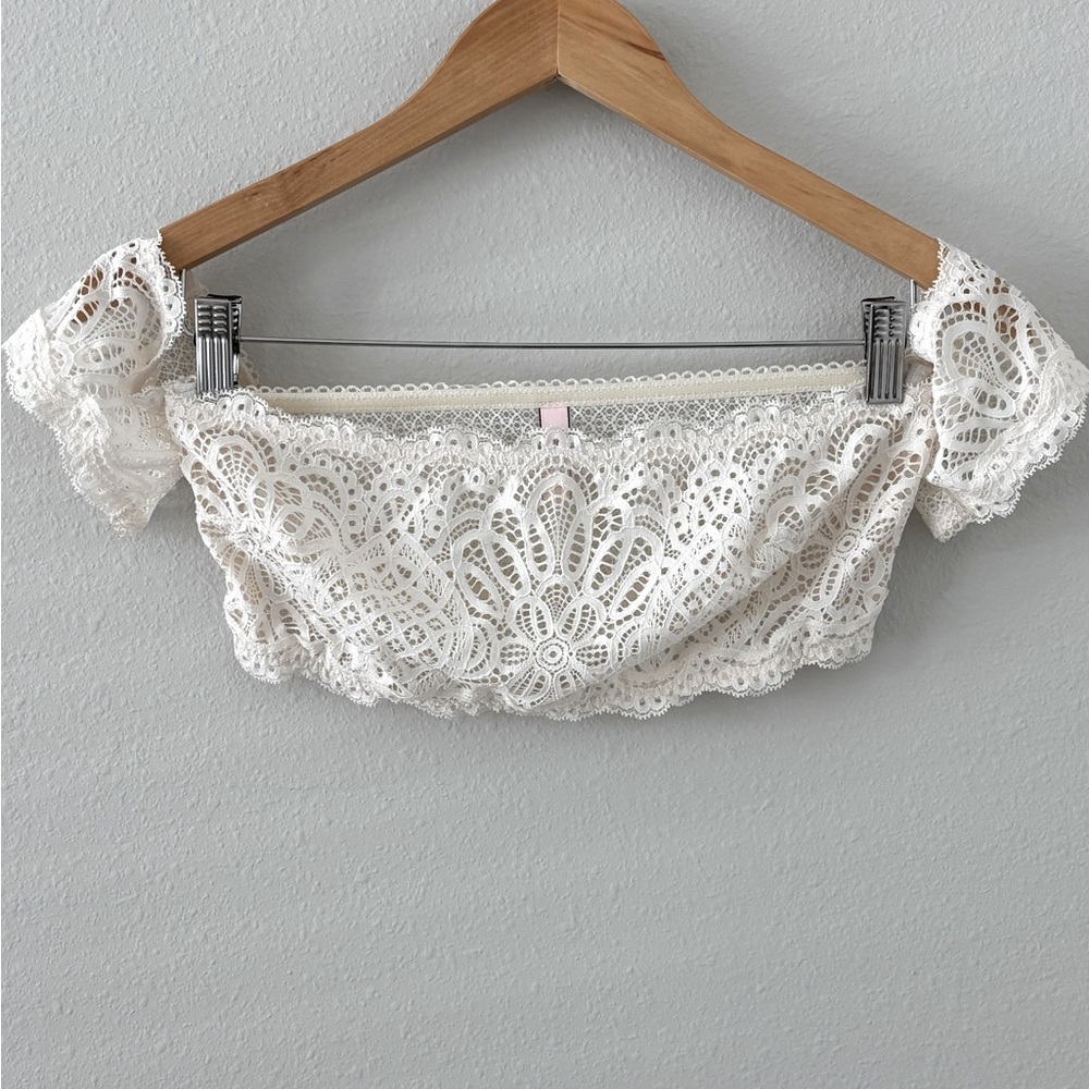 Victoria secret Elegant White Lace Off-Shoulder Top